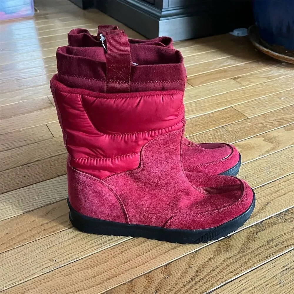 Lands' End Women's Red Suede Fleece Lined Winter Boots Size 6